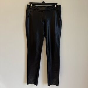 Harvey Faircloth Silk Lined Faux Leather Black Trousers sz 0 High Rise Slim Fit